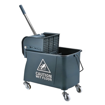 Mop Trolley with Wringer, Grey, 22L Capacity