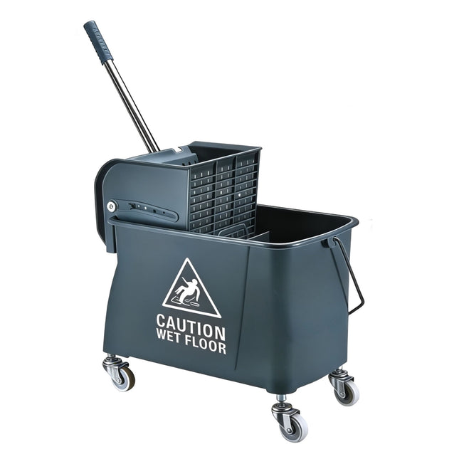 Dweilwagen met wringer, grijs, inhoud 22 liter