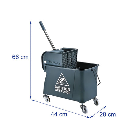 Mop Trolley with Wringer, Grey, 22L Capacity