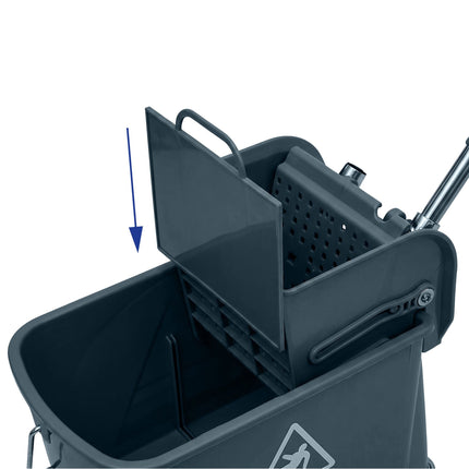 Mop Trolley with Wringer, Grey, 22L Capacity
