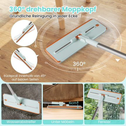 Mop and Bucket System with 3-Chamber Design, 2.4L, Green