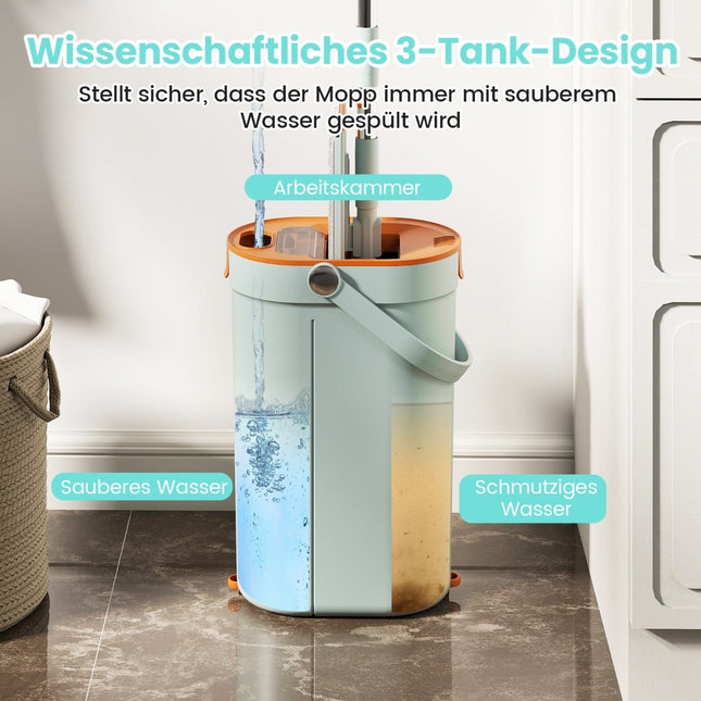 Dweil- en emmersysteem met 3 compartimenten, 2,4 liter, groen