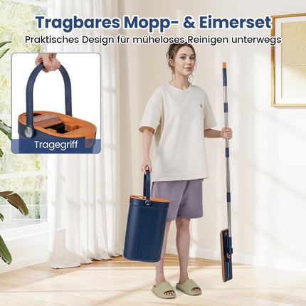 Mop and Bucket System with Spin Function, 2.4L, Navy Blue