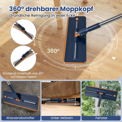 Mop and Bucket System with Spin Function, 2.4L, Navy Blue