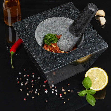 Mortar granite with impact