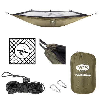 Mosquito Hammock with Net, Green, Lightweight Camping