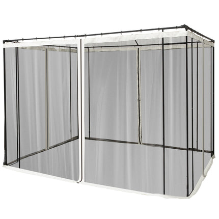Mosquito Net Gazebo - Black, 3x3m, Zip Nylon Mesh, 4 panels