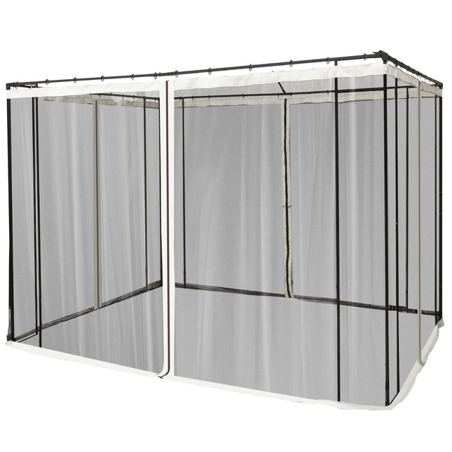 Mosquito Net Gazebo - Black, 3x3m, Zip Nylon Mesh, 4 panels