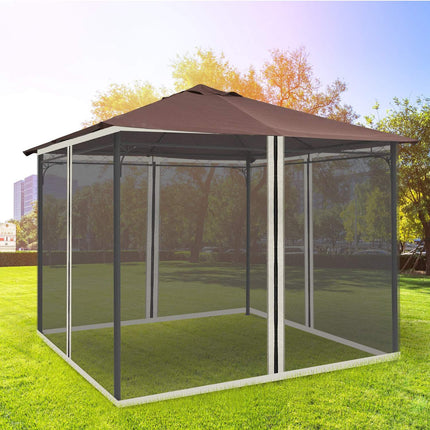 Mosquito Net Gazebo - Black, 3x3m, Zip Nylon Mesh, 4 panels