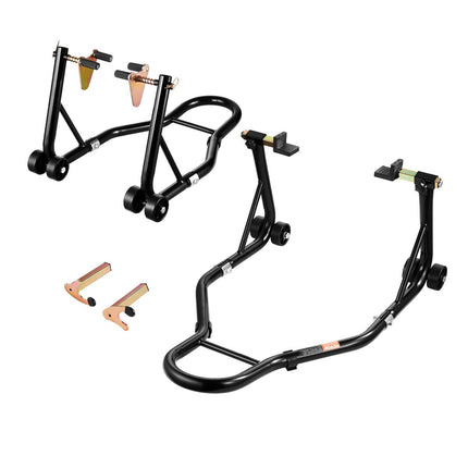 Motorcycle Front Rear Stand Lift Set, 1100 lb Capacity
