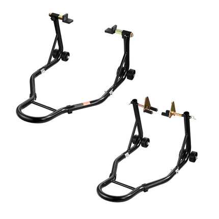 Motorcycle Front Rear Stand Lift Set, 1100 lb Capacity