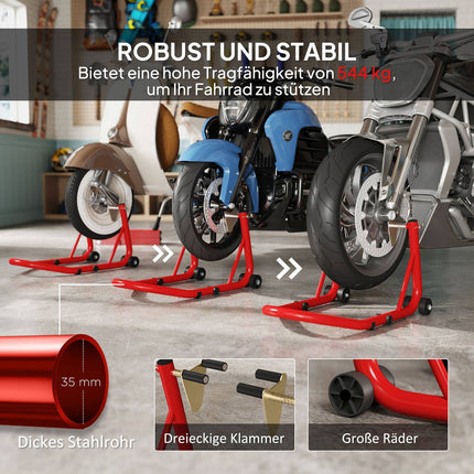 Motorcycle Stand Set, Front/Rear, Steel, 544 kg Capacity