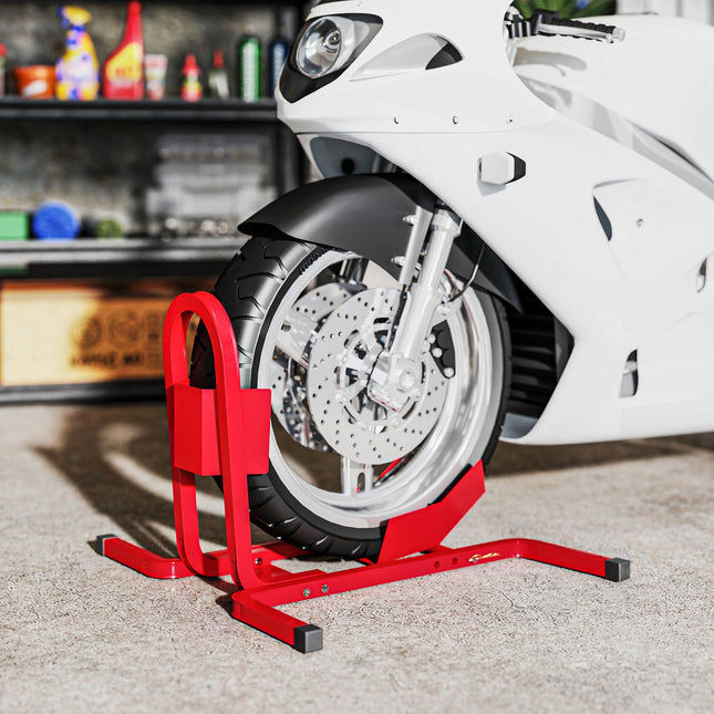 Motorcycle Stand for 17-21 Inch Wheels, Metal, Red