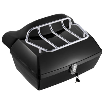 Motorcycle Top Case 48L, Detachable, Reflective Panel, Key Lock, Black