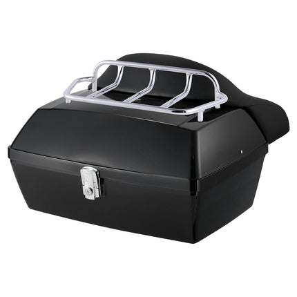 Motorcycle Top Case 48L, Detachable, Reflective Panel, Key Lock, Black