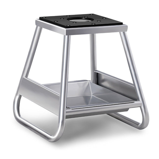 Motorcycle stand heavy-duty metal stand with non-slip surface silver