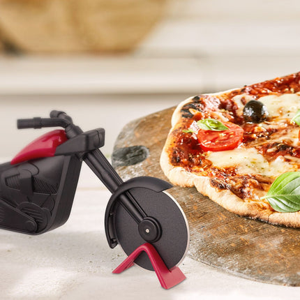 Motorcycle with pizza cutter