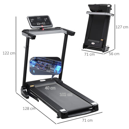 Motorized folding treadmill, 12 programs, 100 kg capacity