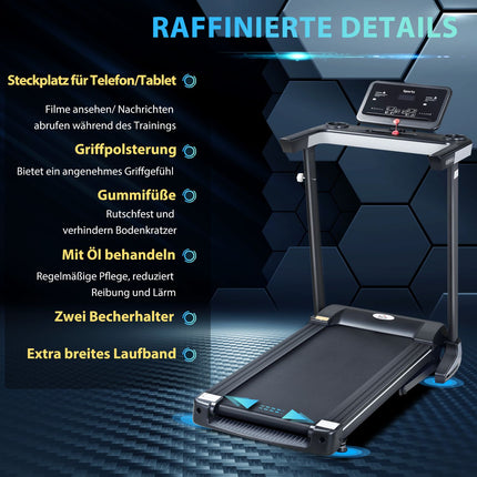 Motorized folding treadmill, 12 programs, 100 kg capacity