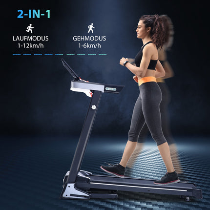 Motorized folding treadmill, 12 programs, 100 kg capacity