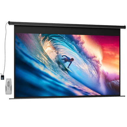 Motorized Projector Screen, 16:9, Remote, 266x149 cm, Black