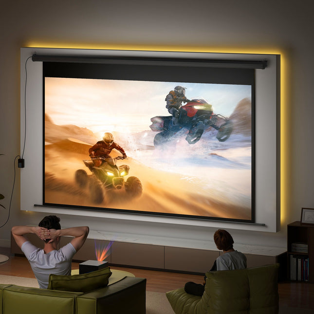 Motorized Projector Screen, 16:9, Remote, 266x149 cm, Black