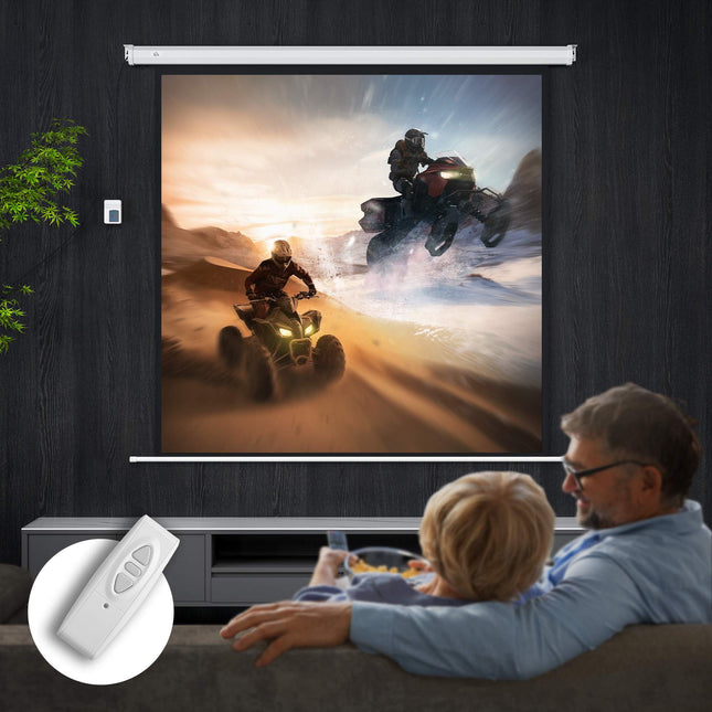 Motorized Projector Screen, 92 Inch 1:1, 4K, Remote