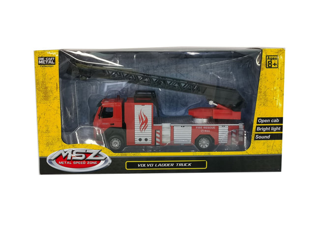 Msz Die-Cast Model Volvo Fire Fighting Ladder Truck, Scale 1:50