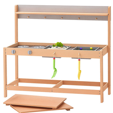Mud Kitchen for Kids, Cedar Wood Outdoor Set, 2 Sinks