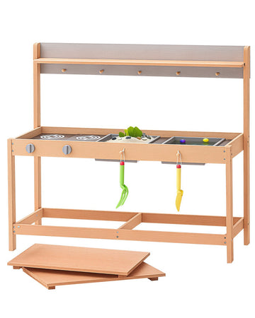 Mud Kitchen for Kids, Cedar Wood Outdoor Set, 2 Sinks