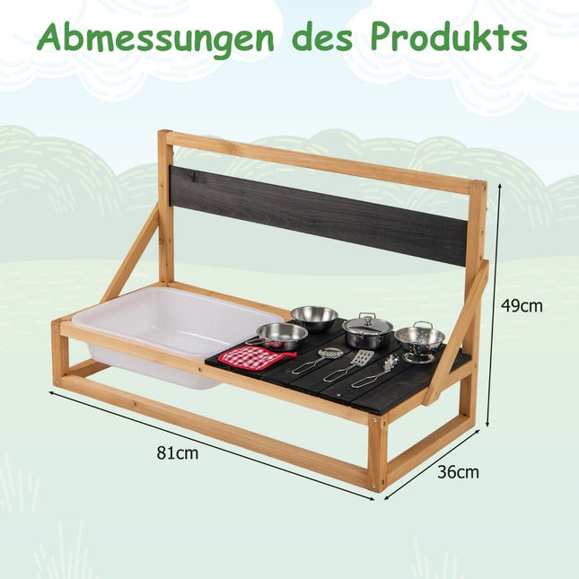 Mud kitchen children's outdoor children's kitchen fir wood with accessories natural 81 x 36 x 49 cm