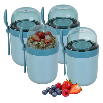 Muesli Cups To Go, 4 Pack, Blue, BPA-Free Plastic
