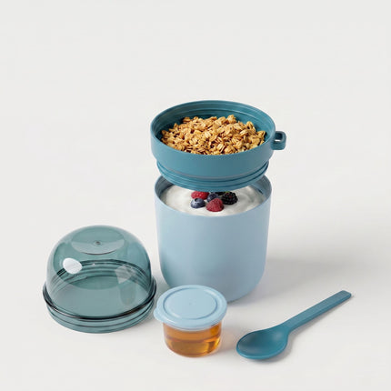 Muesli Cups To Go, 4 Pack, Blue, BPA-Free Plastic