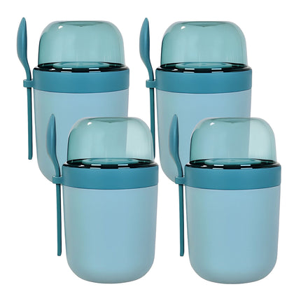 Muesli Cups To Go, 4 Pack, Blue, BPA-Free Plastic