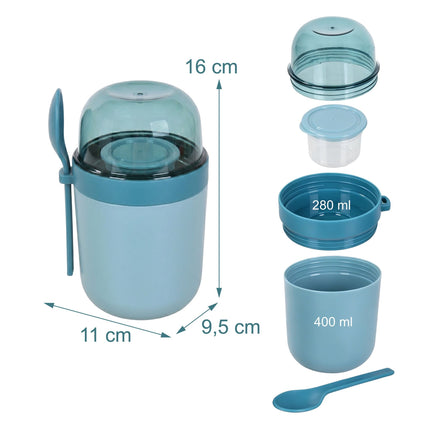 Muesli Cups To Go, 4 Pack, Blue, BPA-Free Plastic
