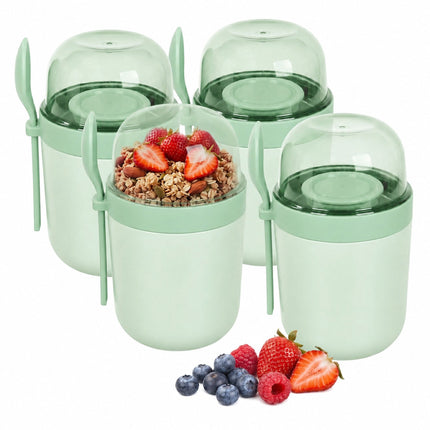 Muesli Cups To Go, 4-Pack, Green, BPA-Free Plastic
