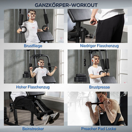 Multifunctional gym station, Lat Pull/Butterfly, 45 kg weights