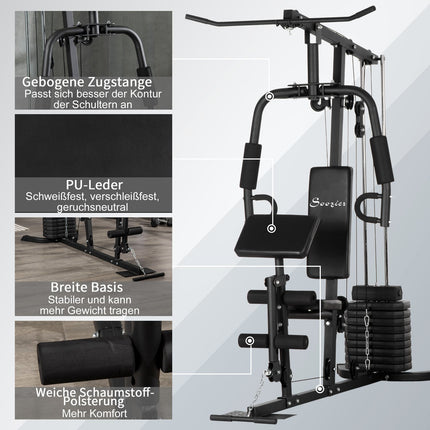 Multifunctional gym station, Lat Pull/Butterfly, 45 kg weights