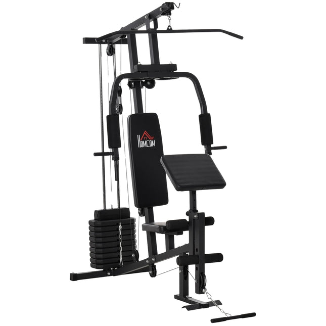 Multi-Gym Fitness Station with weights and padding, black