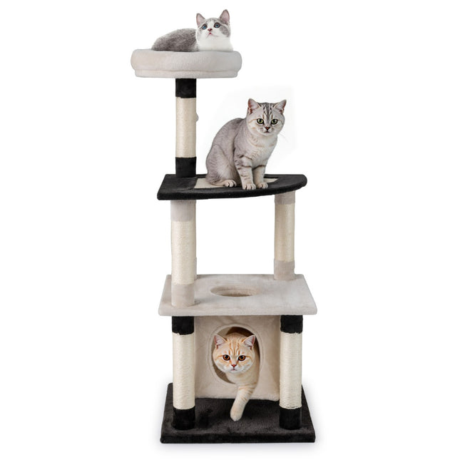 Multi-Level Cat Tree With Sisal Scratcher, Condo, Beige