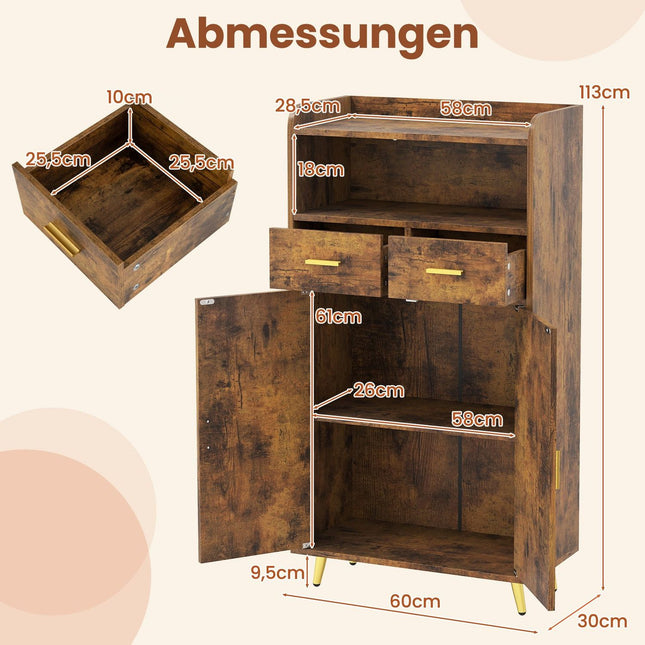 Multi-Purpose Cabinet with Adjustable Shelf & Drawers