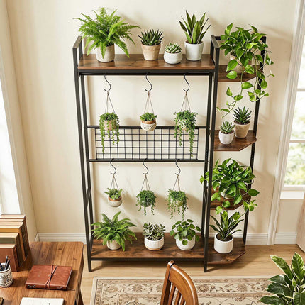 Multi-Tier Plant Stand with Trellis & Metal Frame