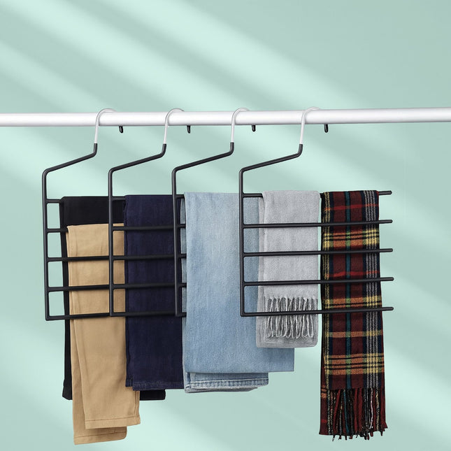 Multi Trouser Hangers, Non-Slip, Space-Saving, 5-Pack