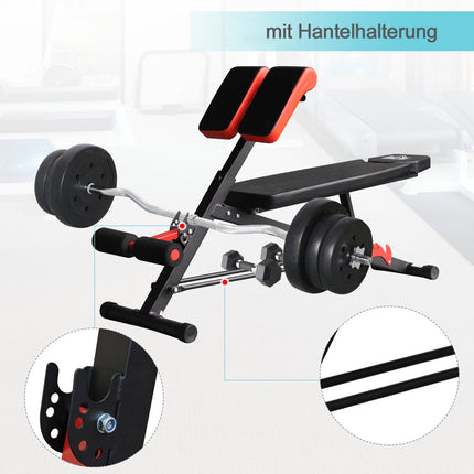 Adjustable multi-weight exercise bench, black, incline and abs trainer