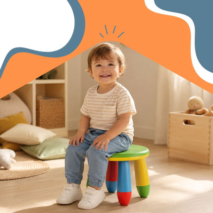 Multicoloured Children's Plastic Stool, 26 cm Seat Height