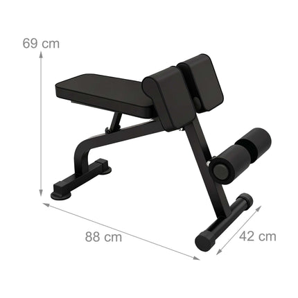Multifunctional Hyperextension & Curls Bench, Black, Steel Frame