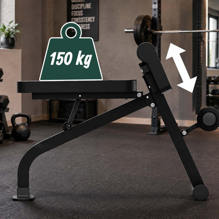 Multifunctional Hyperextension & Curls Bench, Black, Steel Frame