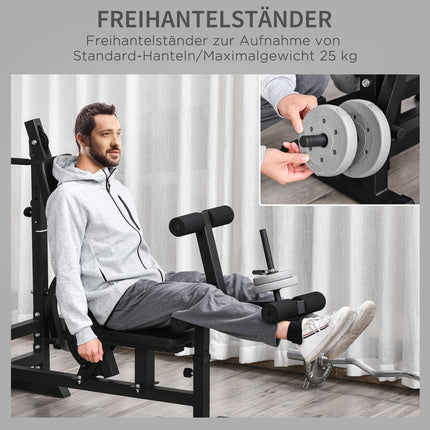 Adjustable weight bench - barbell rack, steel frame, multigym