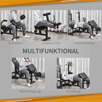 Adjustable weight bench - barbell rack, steel frame, multigym