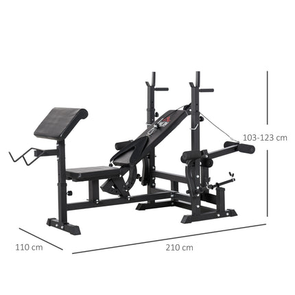 Adjustable weight bench - barbell rack, steel frame, multigym